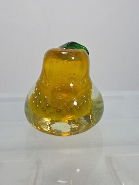 Mid Century Murano Style Bullicante Art Glass Pear Paperweight